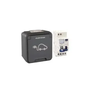 EUROHM OXXO 19500 - KIT PRISE DE RECHARGE 2P+T 16A+DISJ. DIFF. C16 30mA TYPE F