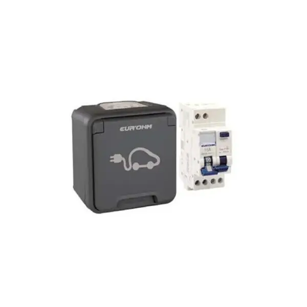 EUROHM OXXO 19500 - KIT PRISE DE RECHARGE 2P+T 16A+DISJ. DIFF. C16 30mA TYPE F